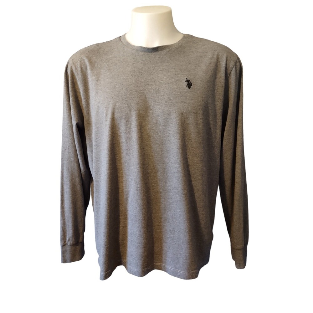 US Polo Assn Shirt XL Mens Long Sleeve Logo Tee Gray Normcore Streetwear 11A363